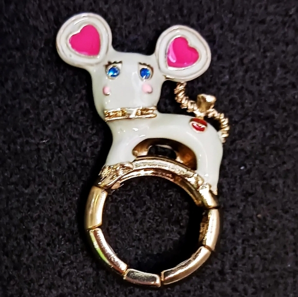 Gold-plated Crystal Mouse ring with adjustable sizes BOGO - Picture 5 of 16